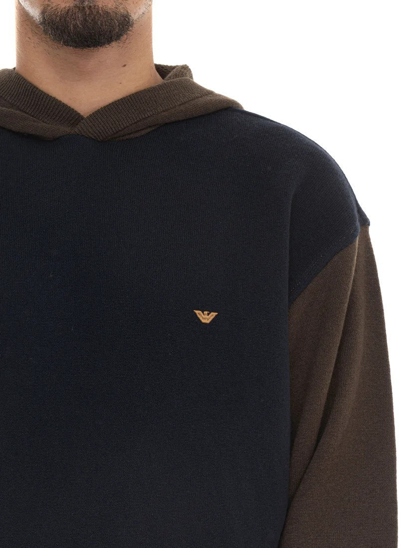 EMPORIO ARMANI Men's Two-Tone Hoodie Pullover - Relaxed Fit, 93 cm Chest