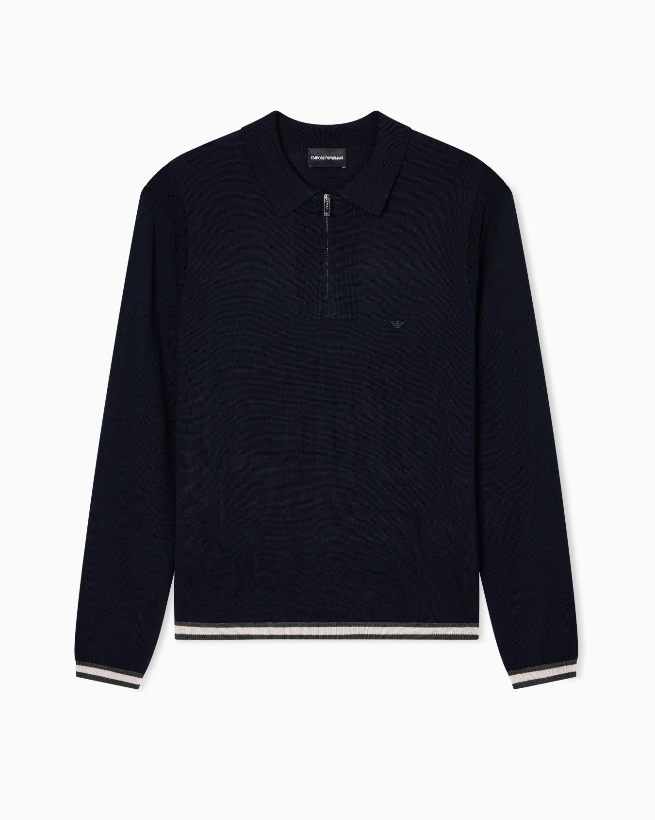 EMPORIO ARMANI Slim Knit Polo Pullover for Men