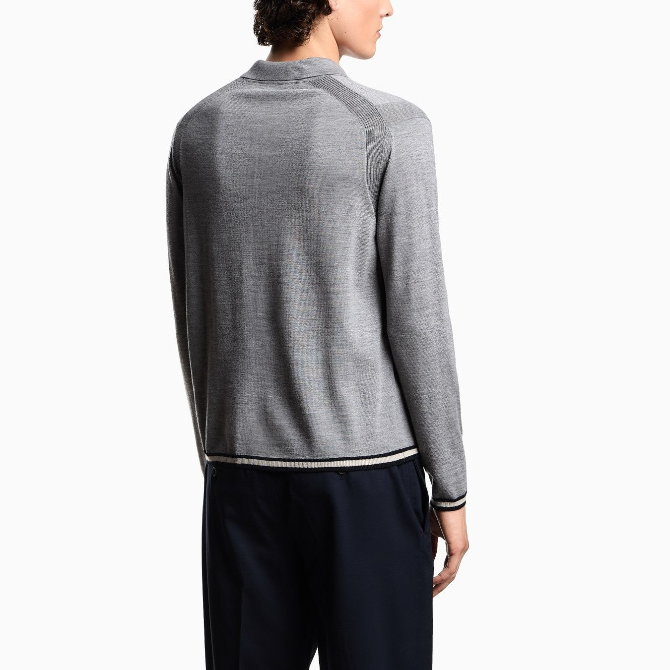 EMPORIO ARMANI Slim Knit Mini Polo Pullover for Men