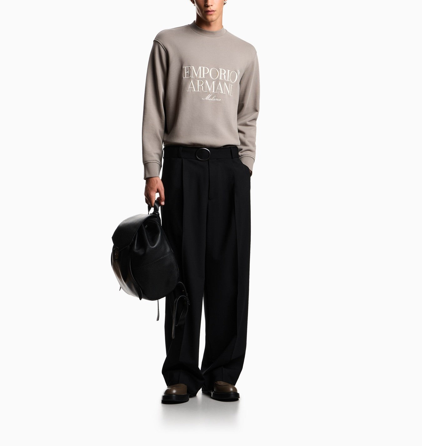 EMPORIO ARMANI Embroidered Crewneck Sweatshirt for Men