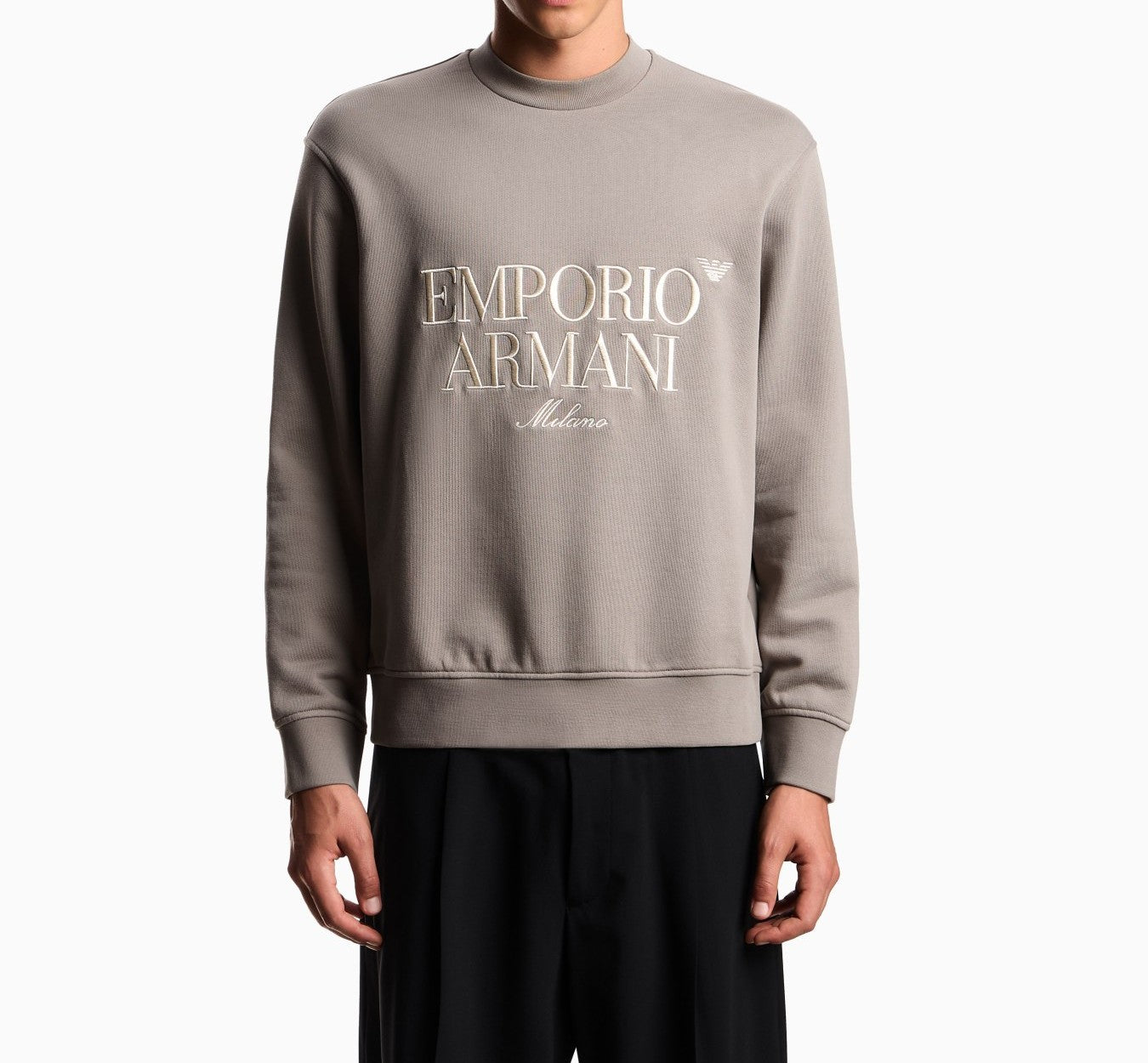 EMPORIO ARMANI Embroidered Crewneck Sweatshirt for Men