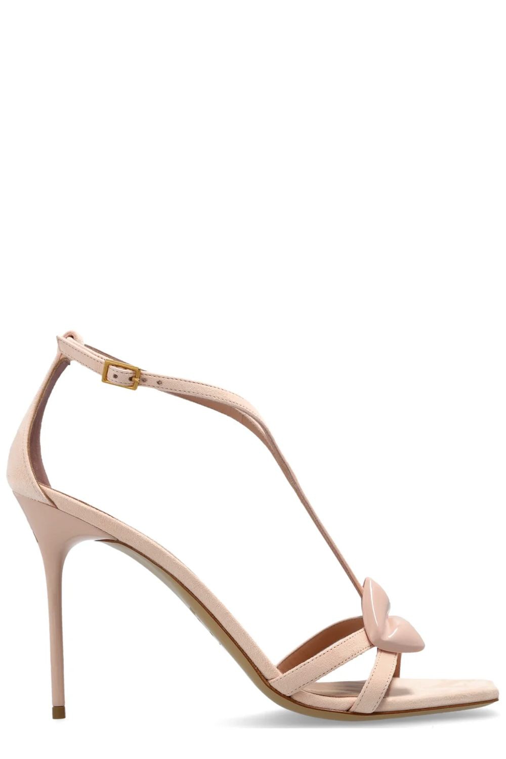 BALMAIN Suede Mini Sandals with Lacquered Brass Accents