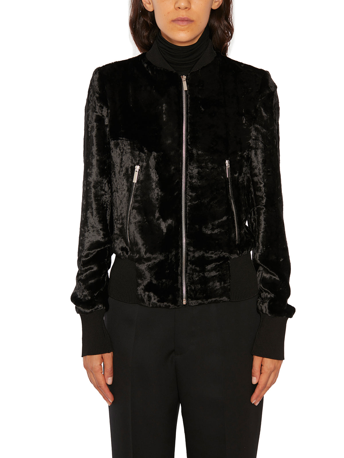 SAPIO Velvet Bomber Jacket with Zip Closure - Size 38
