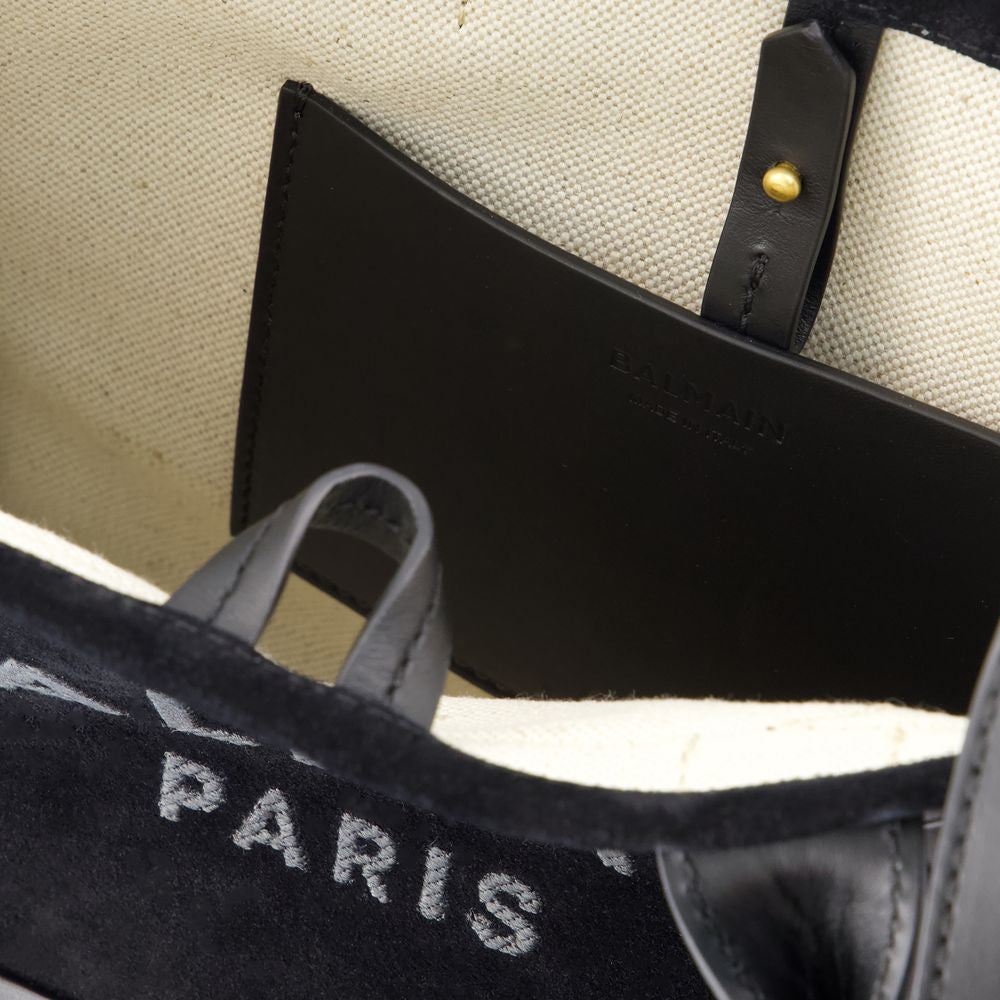 BALMAIN Mini Suede Leather Tote with Logo