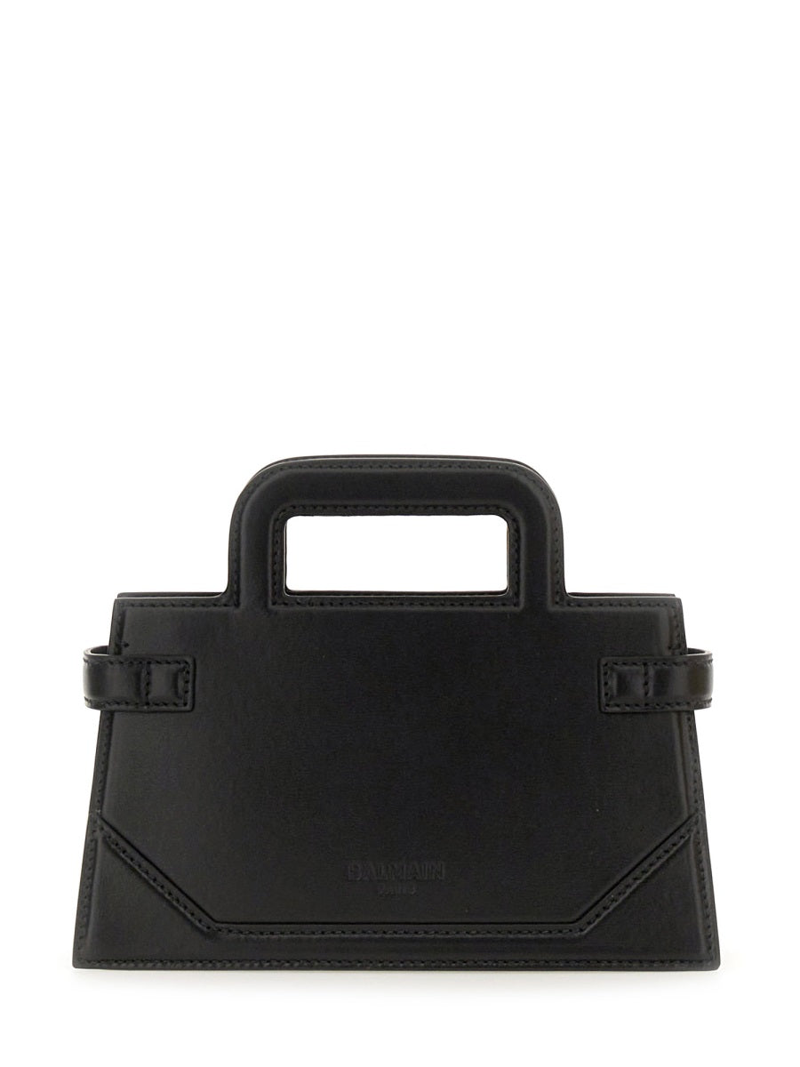 BALMAIN Mini Leather Handbag with Detachable Chain Strap
