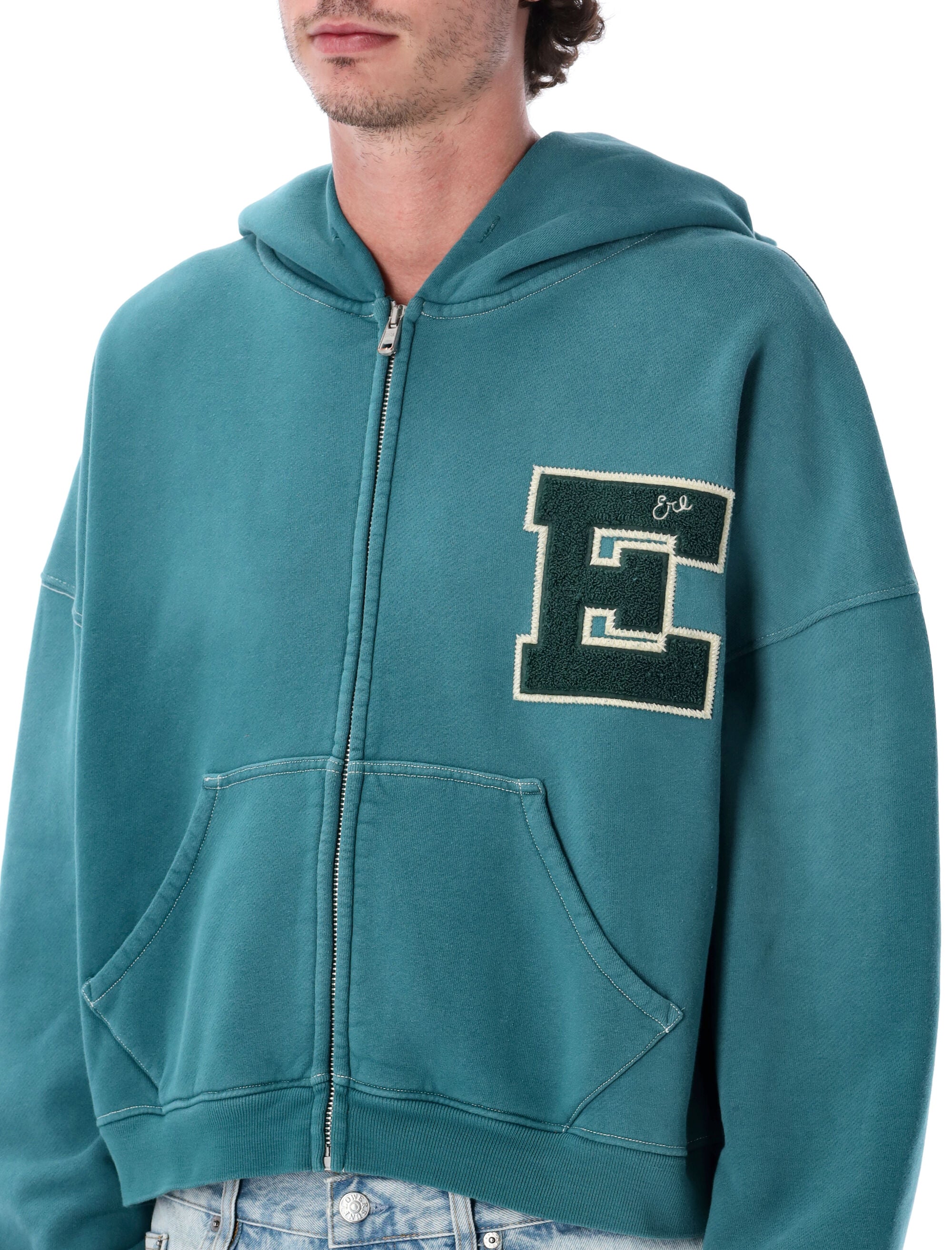 ERL Men's Letterman Zipped Hoodie - Size M