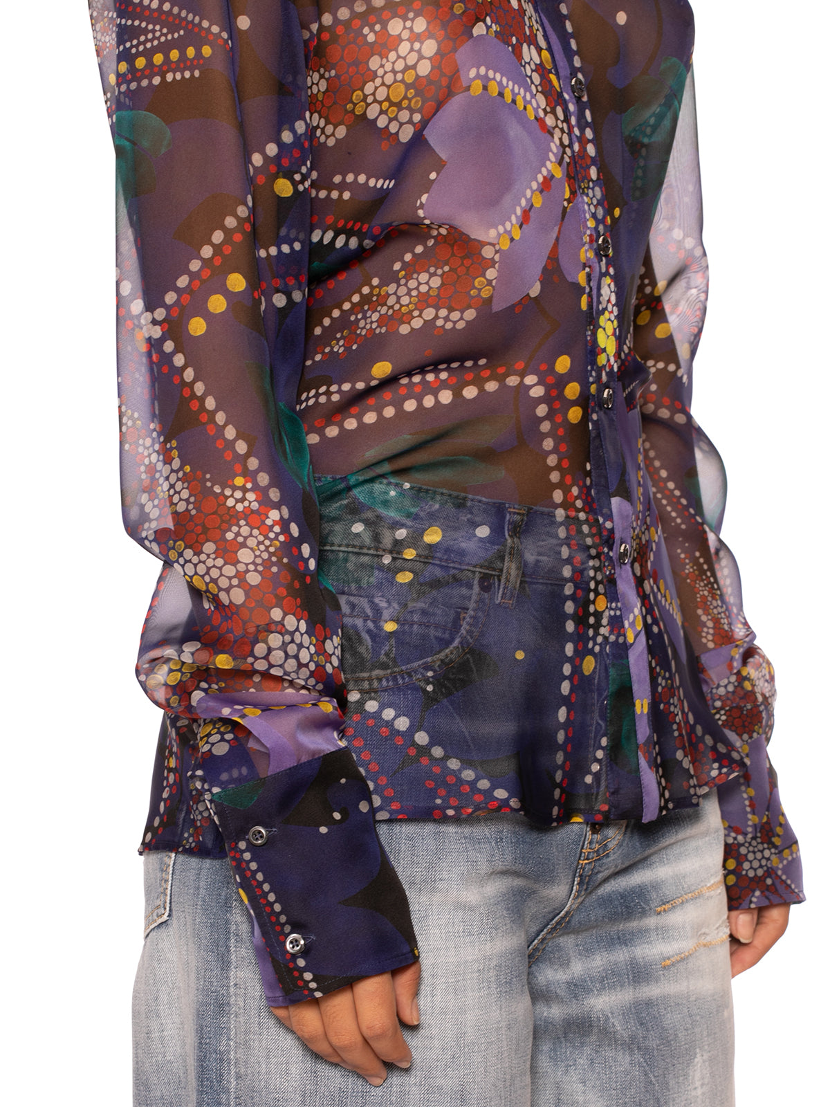 DSQUARED2 Chiffon Floral Print Slim Fit Shirt - Size 40