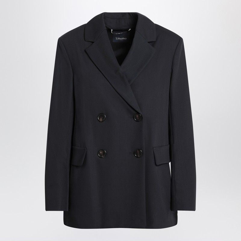 S MAX MARA Double-Breasted Creased Pleated Wool Jacket