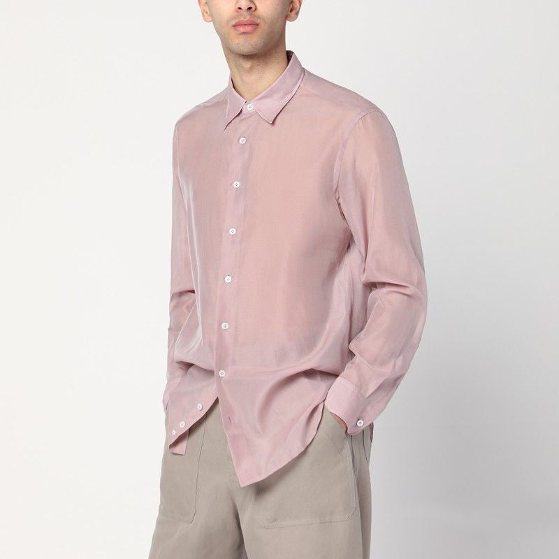 LARDINI Silk Blend Shirt with Pointed Collar for Men - SS25