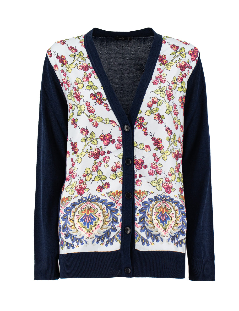 ETRO Chic Cardigan with Silk Panel Insert