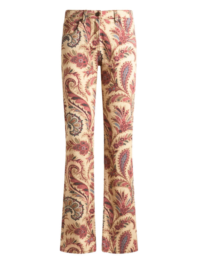 ETRO Women’s Regular Fit Straight Leg Jeans with Paisley Print