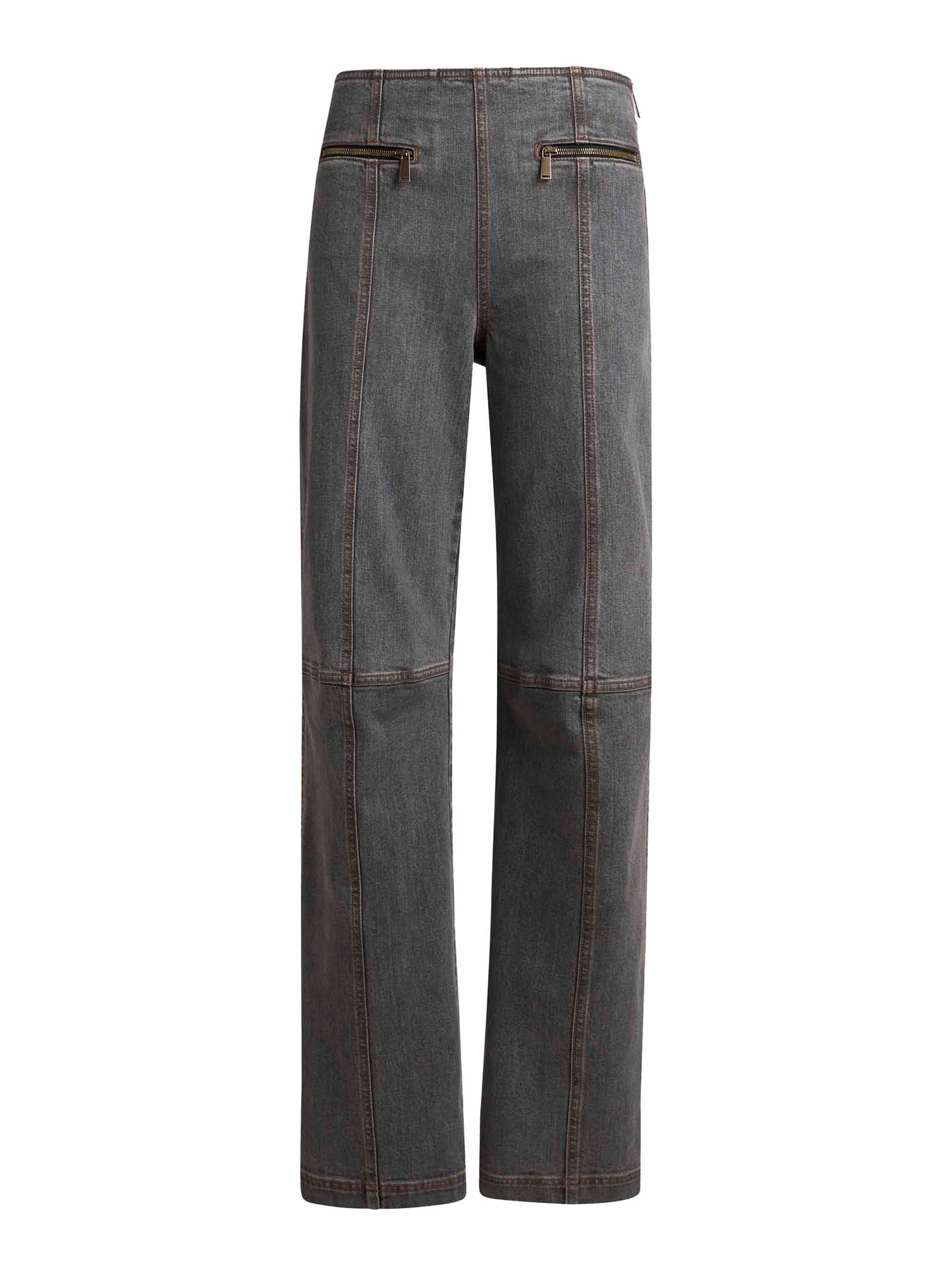 ETRO Straight-Leg Stretch Jeans with Exposed Seams and Pegasus Embroidery