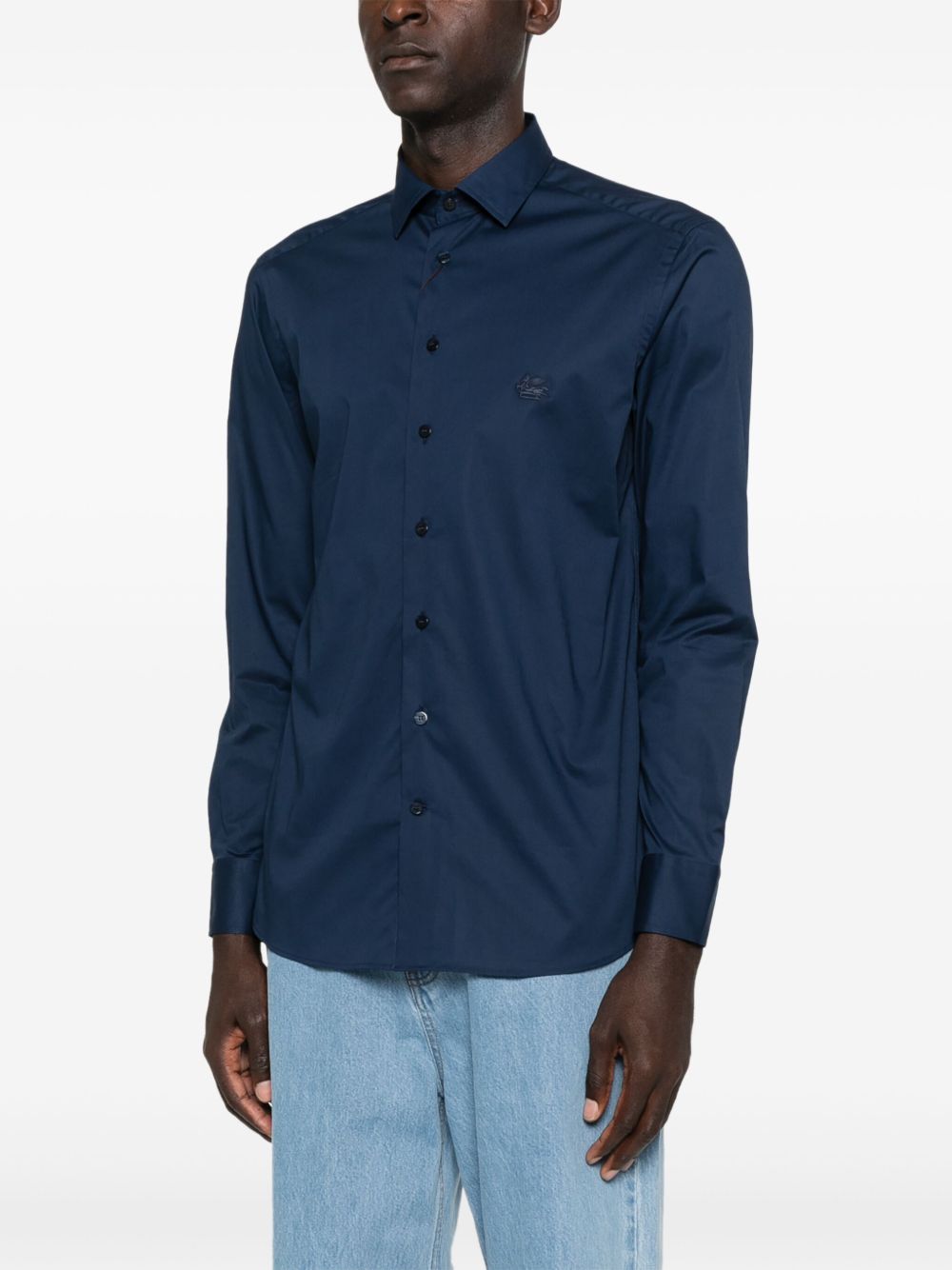 ETRO Long-Sleeved Stretch Cotton Shirt for Men - FW25