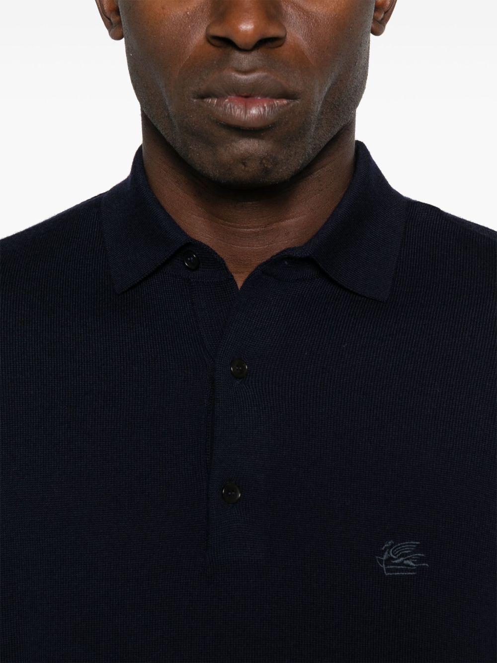 ETRO Long-Sleeved Wool Knit Polo Shirt for Men - FW25