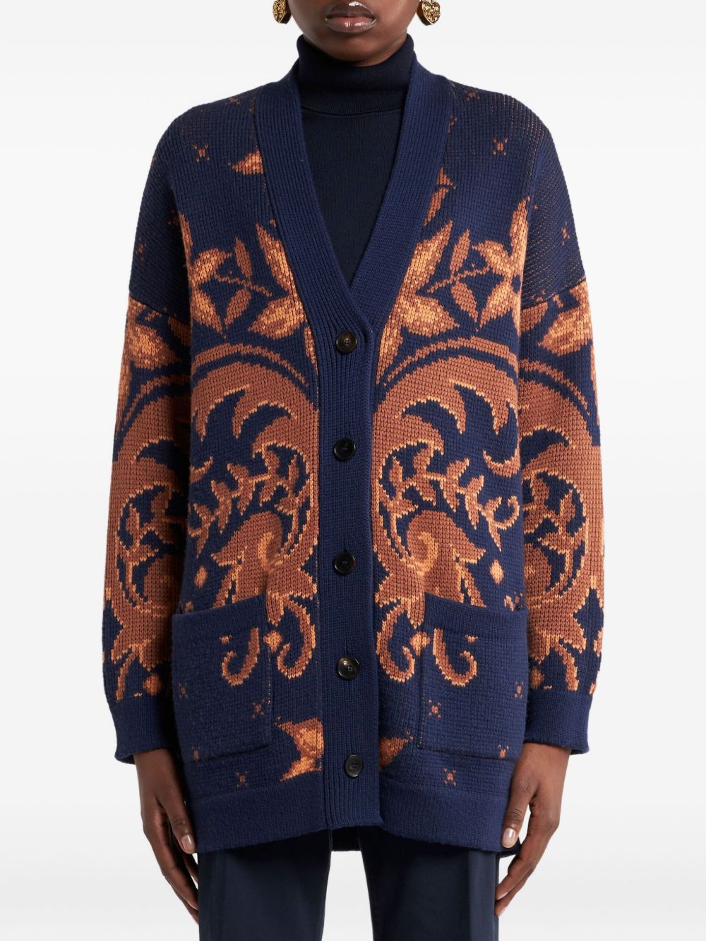 ETRO Oversized Floral Jacquard Cardigan - Women