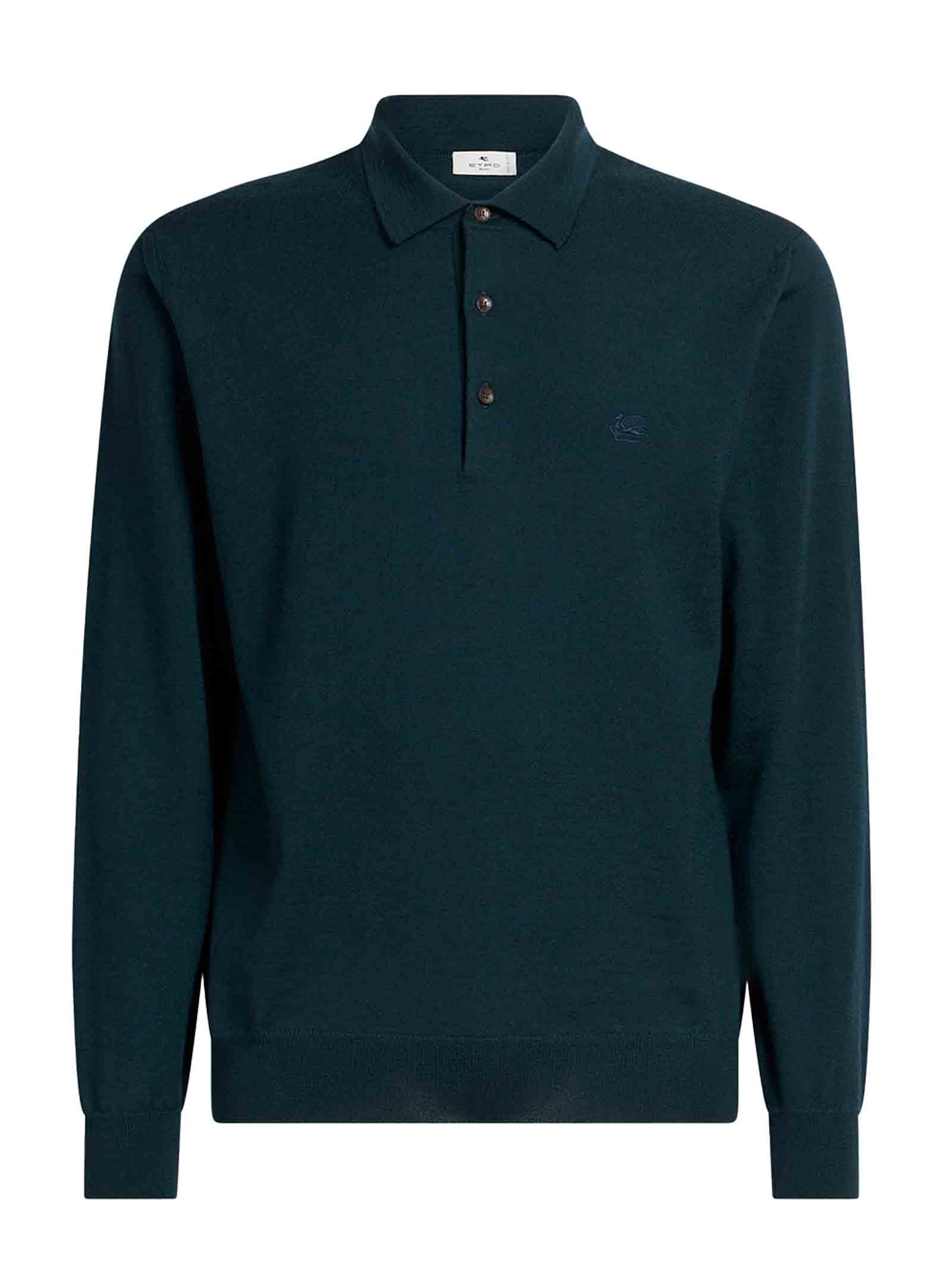 ETRO Men's Wool Knit Polo Sweater - Long Sleeve
