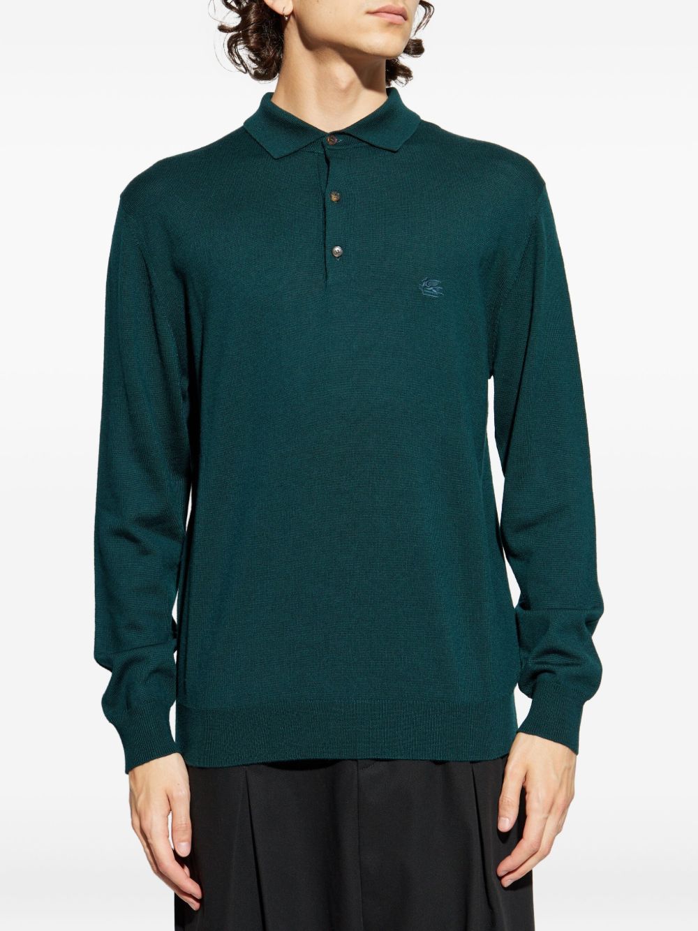 ETRO Men's Wool Knit Polo Sweater - Long Sleeve