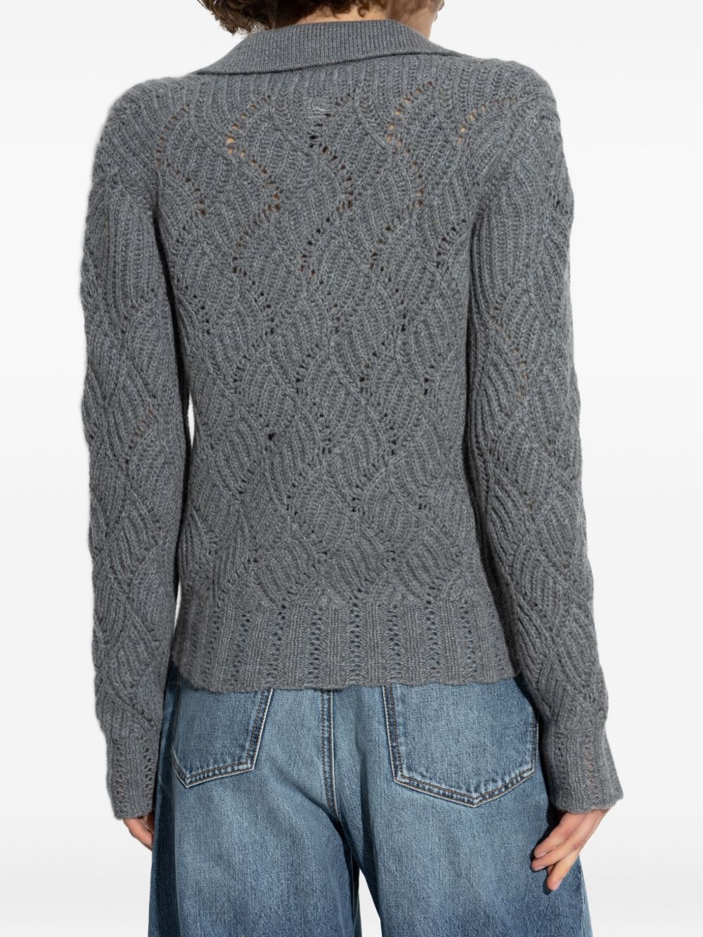 ETRO Three-Dimensional Openwork Knit Polo Shirt