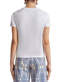 ETRO Fitted T-Shirt with Embroidered Monogram and Floral Details