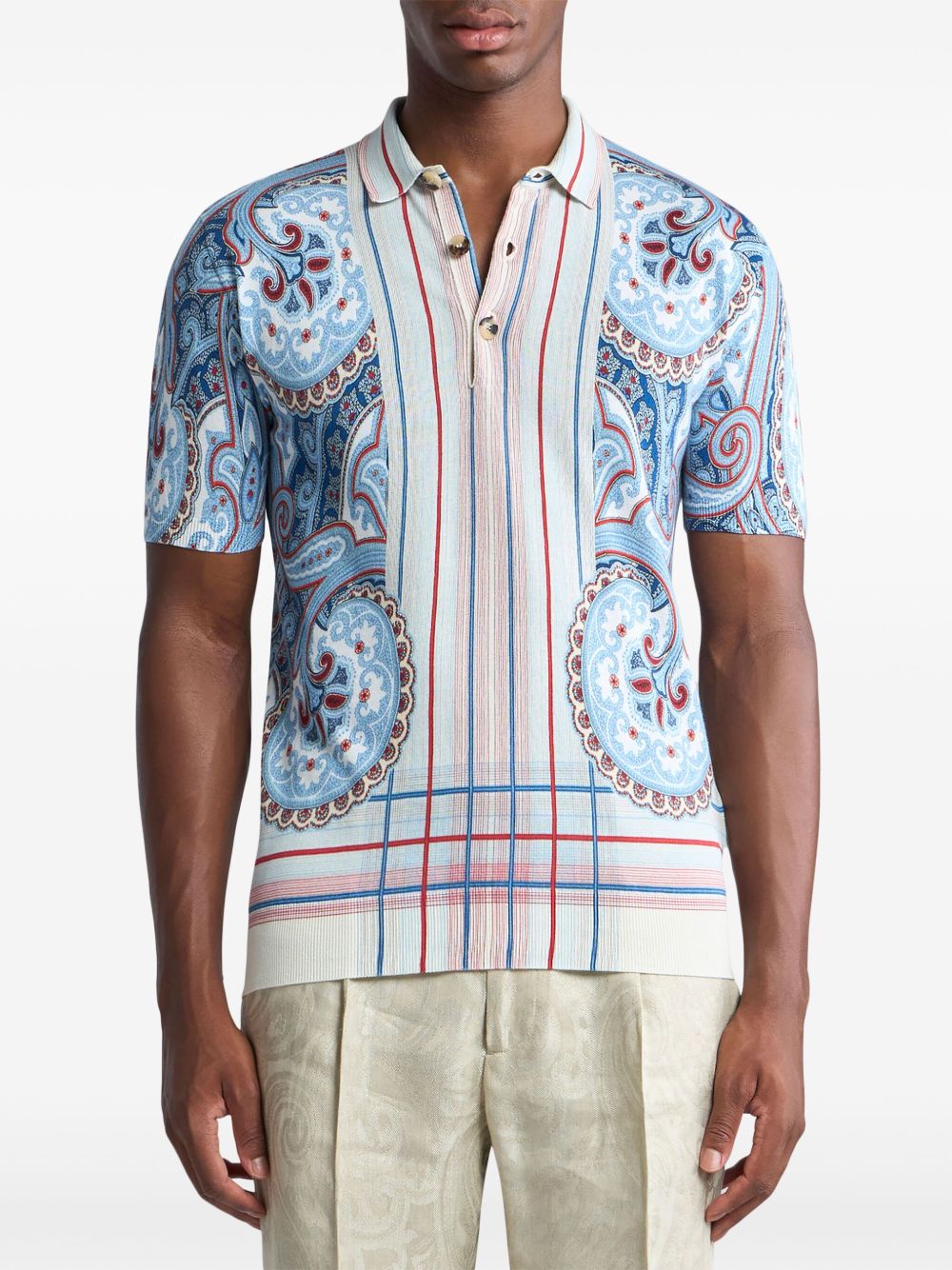 ETRO Stylish Paisley Print Polo Shirt Size M