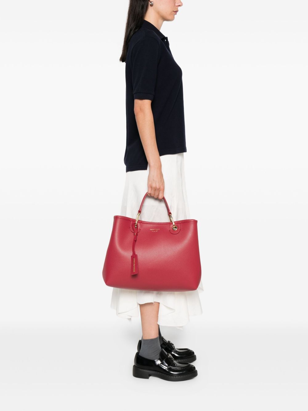 EMPORIO ARMANI Medium Shopping Handbag with Textured Finish