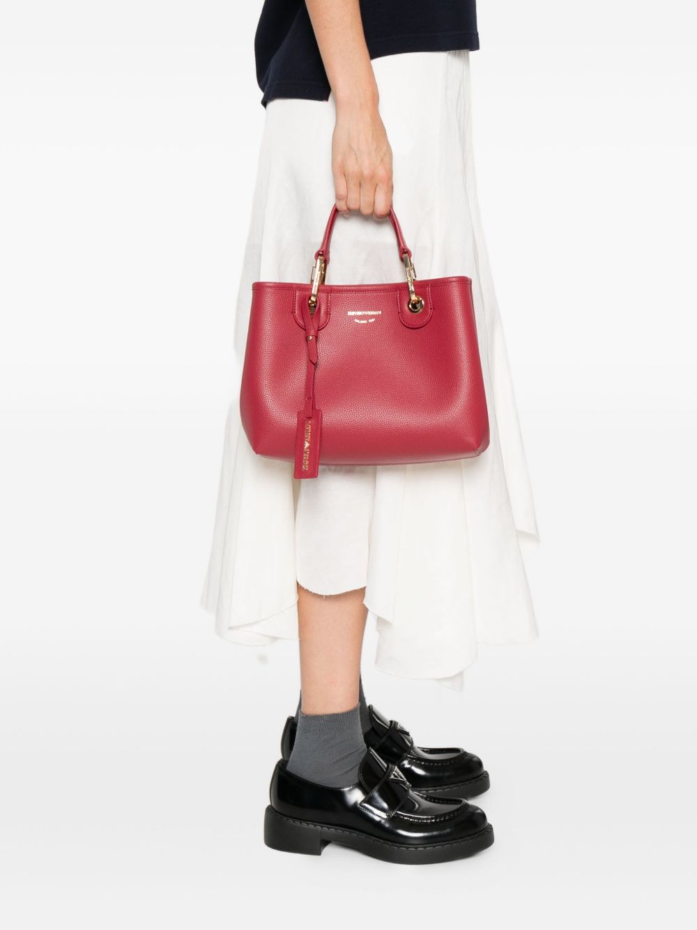 EMPORIO ARMANI Small Pebbled Texture Shopping Handbag