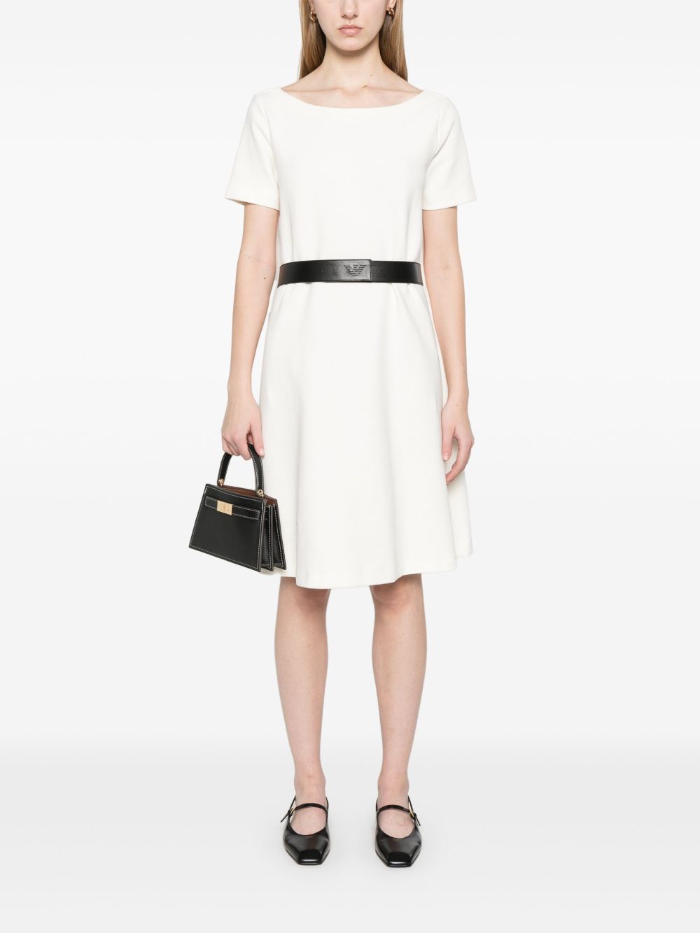 EMPORIO ARMANI Cotton Mini Short Dress with Belted Waist