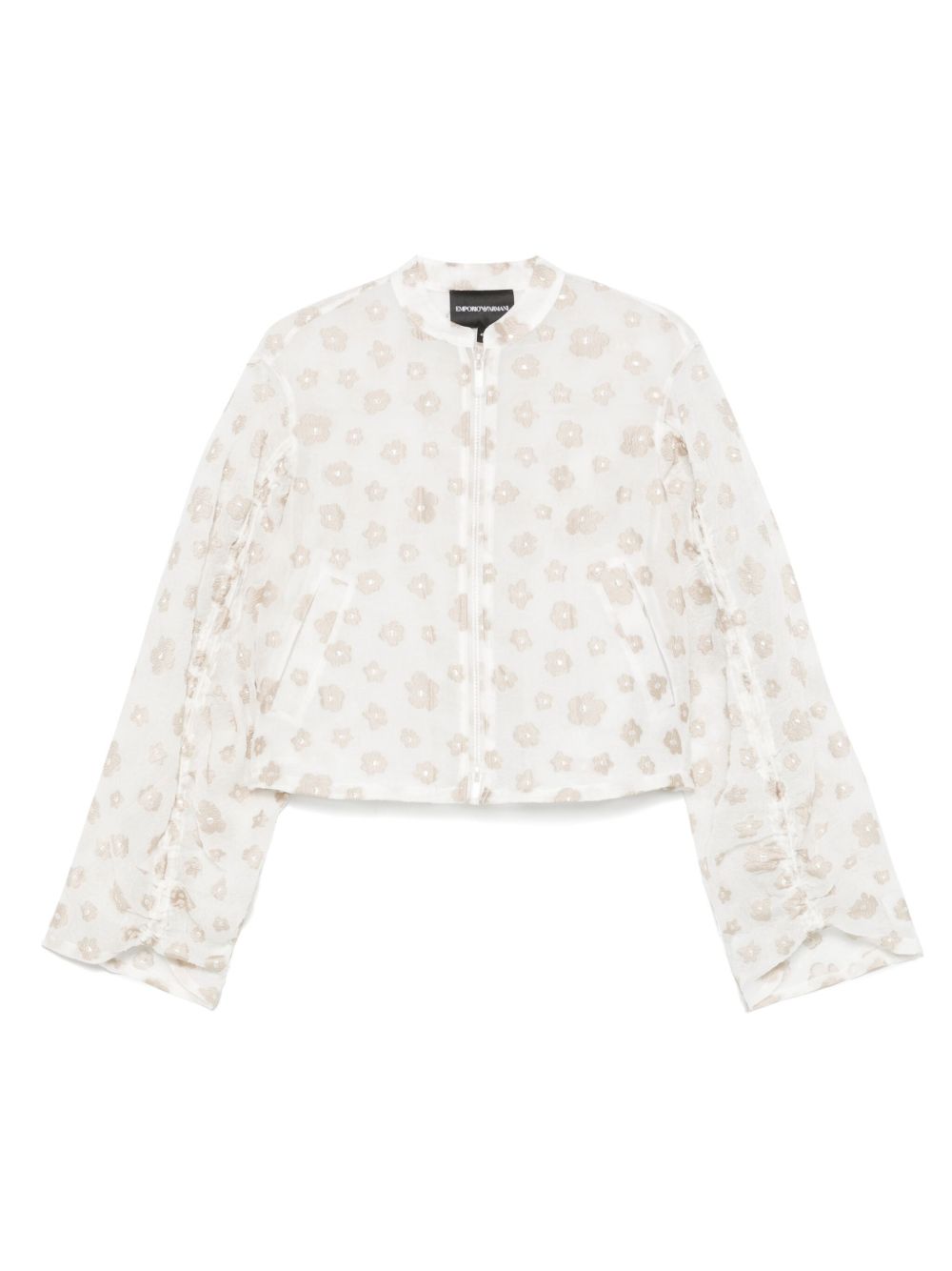 EMPORIO ARMANI Floral Embroidered Polyamide Blouse