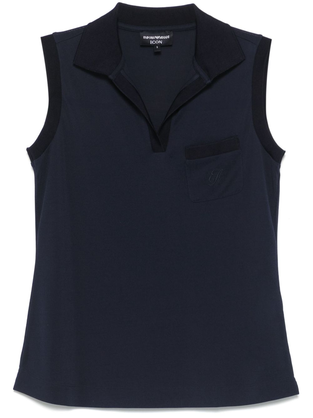 EMPORIO ARMANI Sleeveless Top with Chest Pocket and Classic Collar