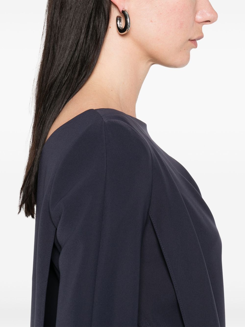 EMPORIO ARMANI Cady Mini Dress with U-Neck and Overlapping Panel