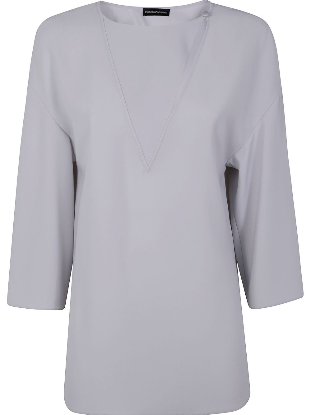 EMPORIO ARMANI Elegant Cady Blouse with Keyhole Neck and Button Detail