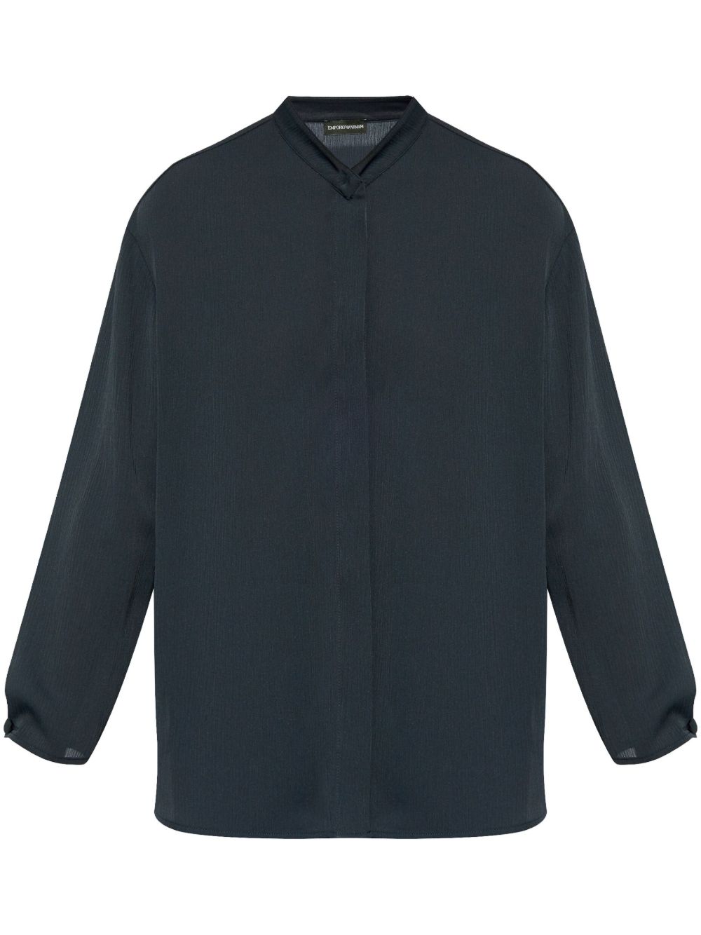 EMPORIO ARMANI Long-Sleeve Shirt with Concealed Button Front and Band Collar
