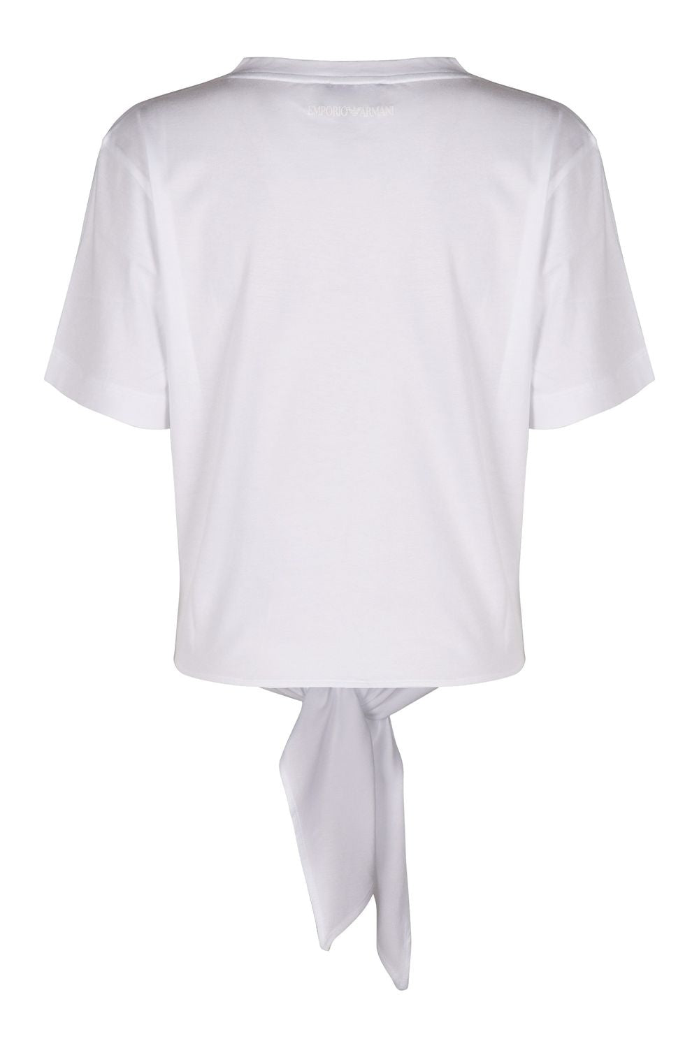 EMPORIO ARMANI Women's Cotton Crew-Neck T-Shirt with Front Knot Detail