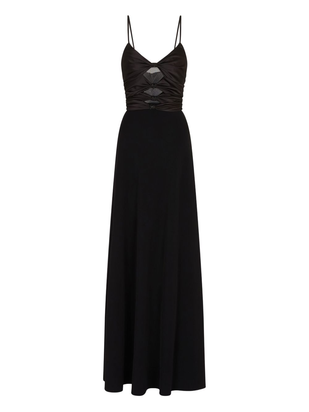 EMPORIO ARMANI Gathered Waist Mesh Dress with Bow Detail