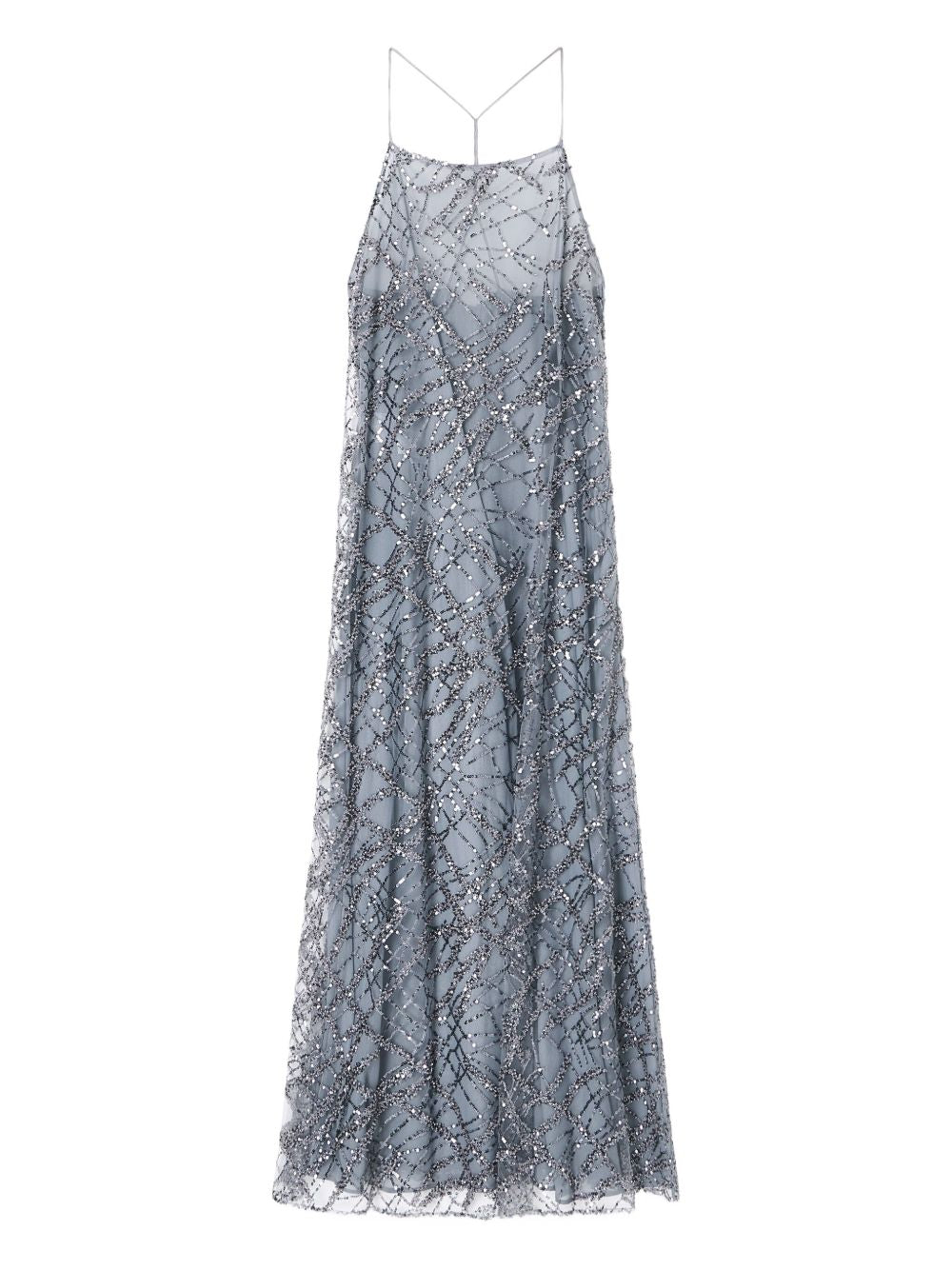 EMPORIO ARMANI Sequin A-Line Dress with Spaghetti Straps - Size S