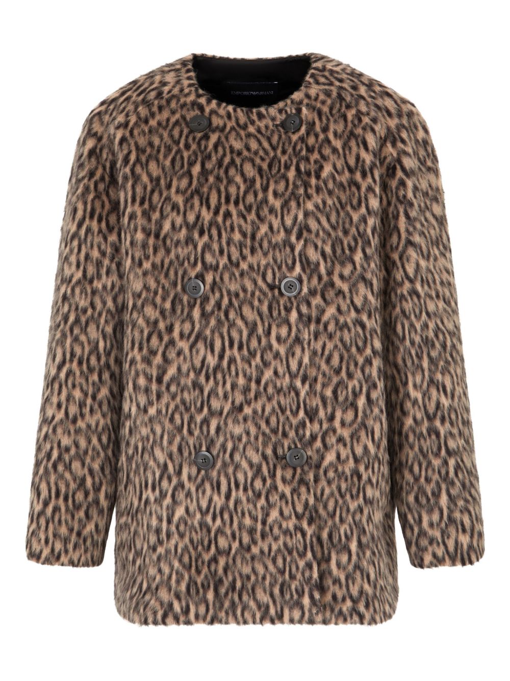 EMPORIO ARMANI Wool Double-Breasted Jacket with Leopard Print for Women