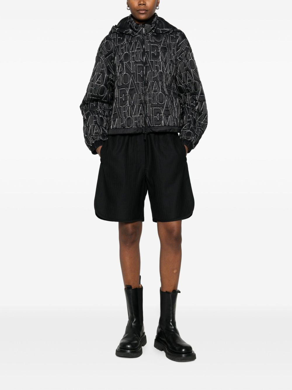 EMPORIO ARMANI Allover Logo Nylon Blouson Jacket for Women - FW25