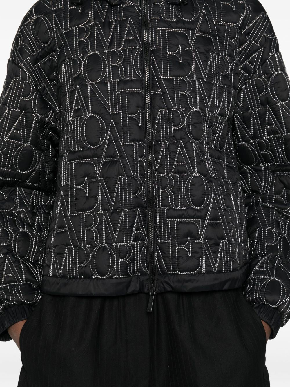 EMPORIO ARMANI Allover Logo Nylon Blouson Jacket for Women - FW25