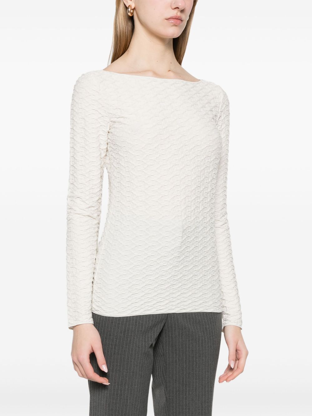 EMPORIO ARMANI Jacquard Boat-Neck Top - Women’s Long Sleeve