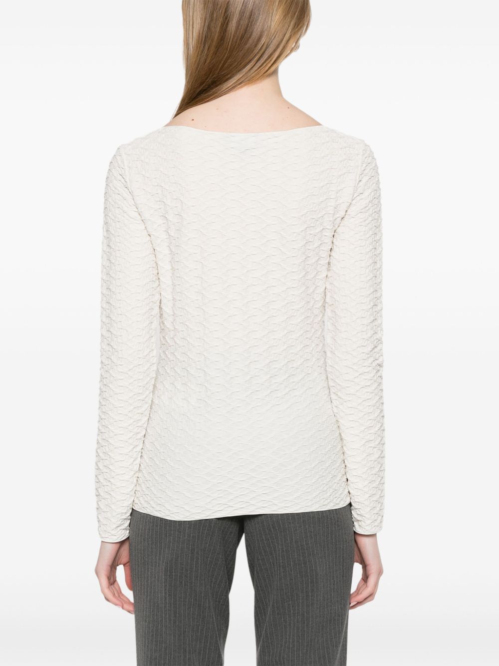EMPORIO ARMANI Jacquard Boat-Neck Top - Women’s Long Sleeve