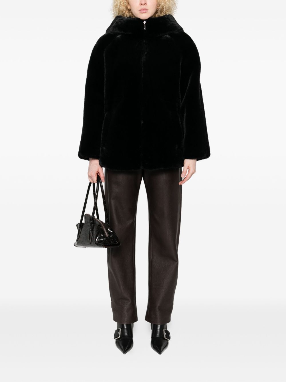 EMPORIO ARMANI Women's Classic Faux Fur Hooded Jacket