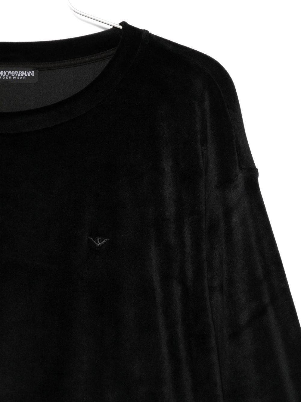 EMPORIO ARMANI Velvet Logo Round Neck Long Sleeve Top