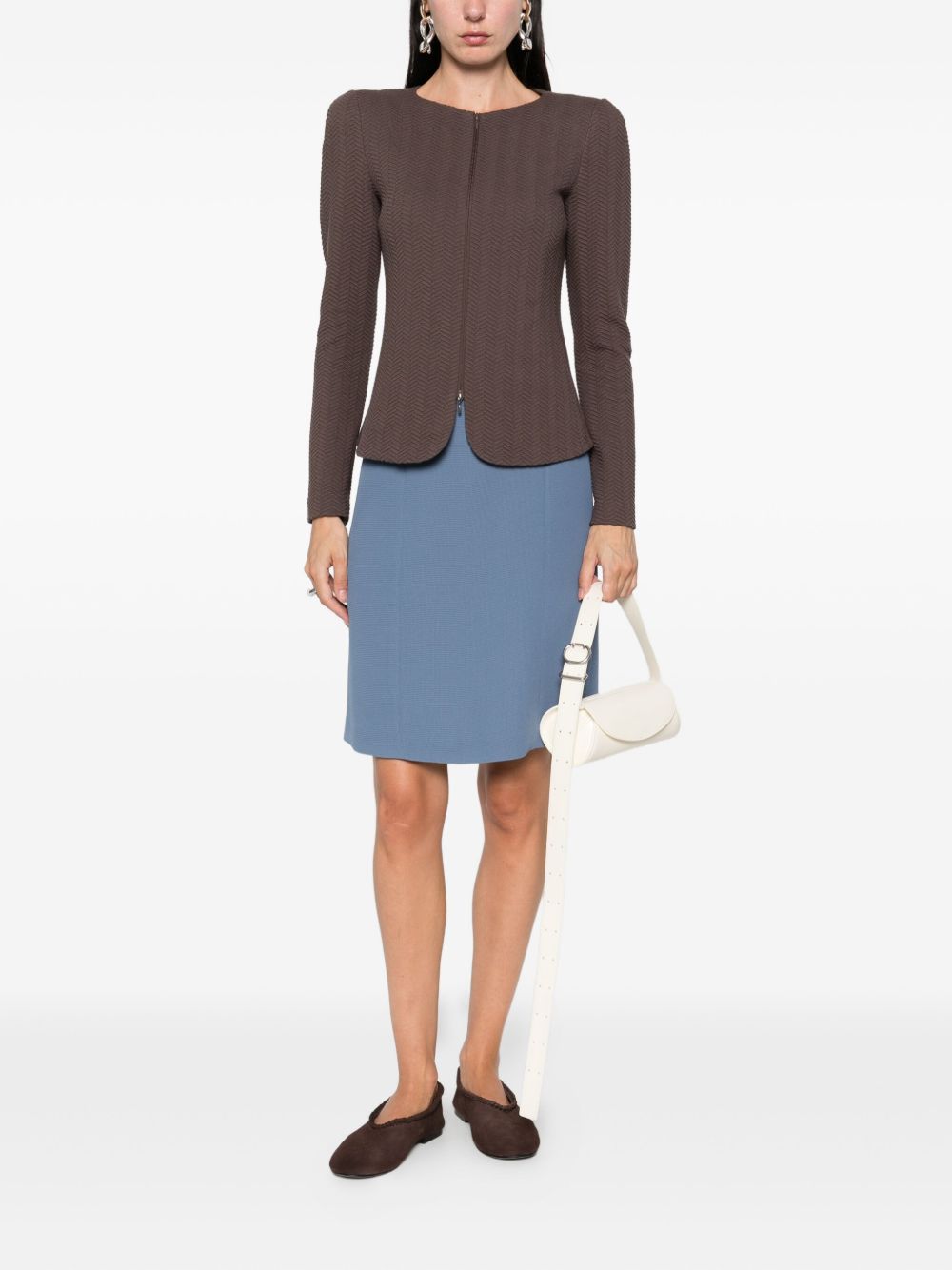 EMPORIO ARMANI Chevron Pattern Cotton Blend Blazer Jacket