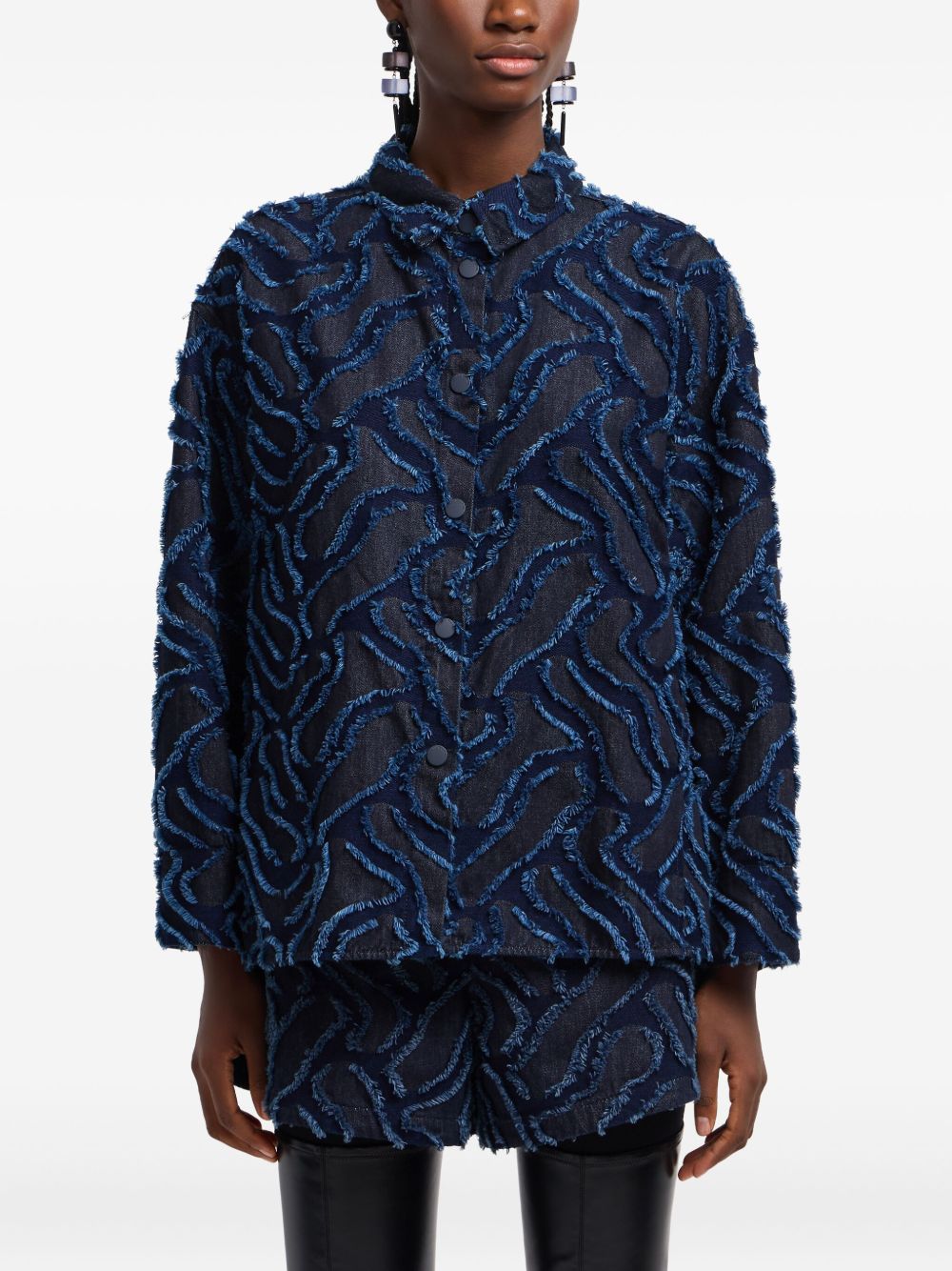 EMPORIO ARMANI Frayed Pattern Cotton Jacket for Women