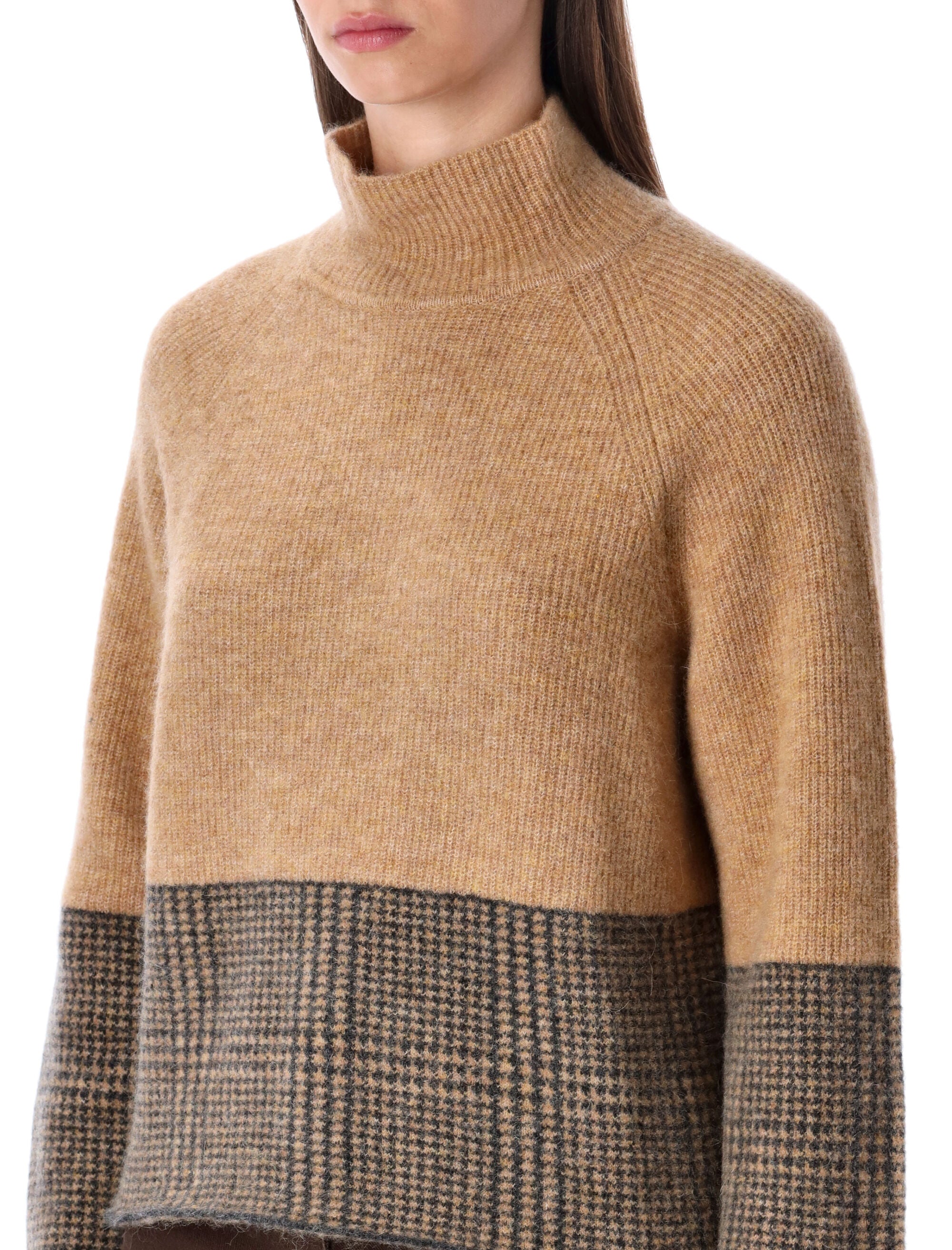 EMPORIO ARMANI Alpaca Blend Sweater with Check Motif - Size S