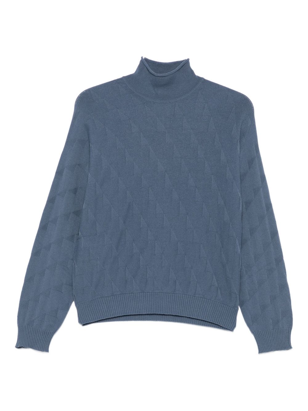EMPORIO ARMANI High Neck Long Sleeve Diamond Pattern Sweater