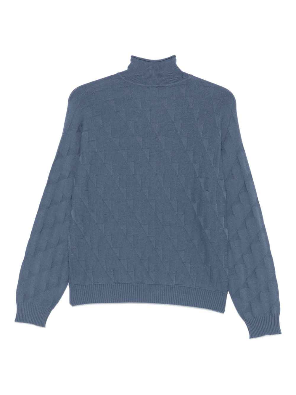 EMPORIO ARMANI High Neck Long Sleeve Diamond Pattern Sweater