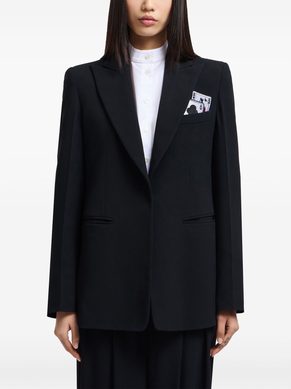 EMPORIO ARMANI Single-Breasted Jacket with Playing Card Pocket Detail