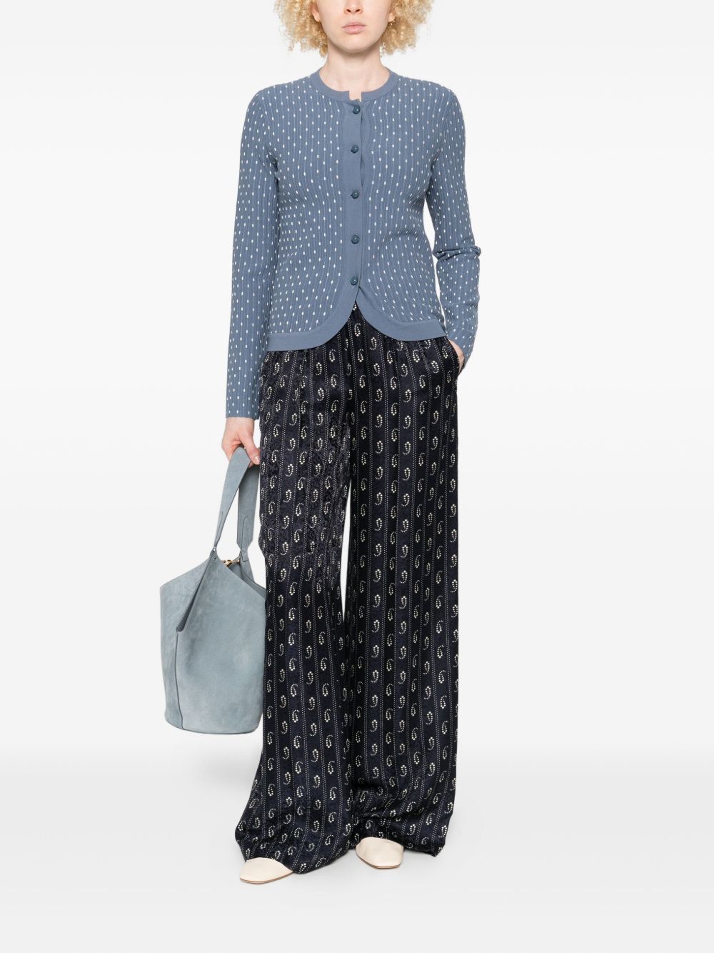 EMPORIO ARMANI Dotted Crewneck Cardigan for Women - Fall/Winter 2025