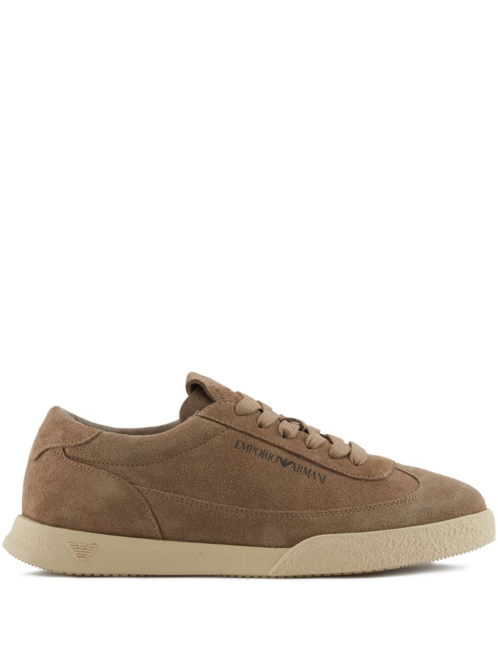 EMPORIO ARMANI Chic 100% Leather Lace-Up Low-Top Sneakers